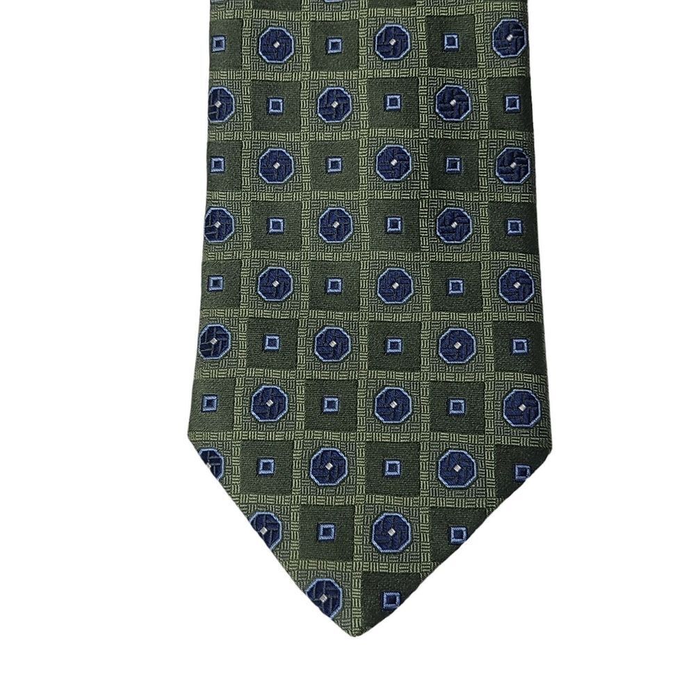 FORSYTH Necktie Tie Finest Silk Hand Sewn Green Navy Blue F.O.C